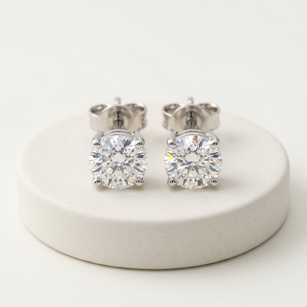 Diamond Solitaire Stud Earrings